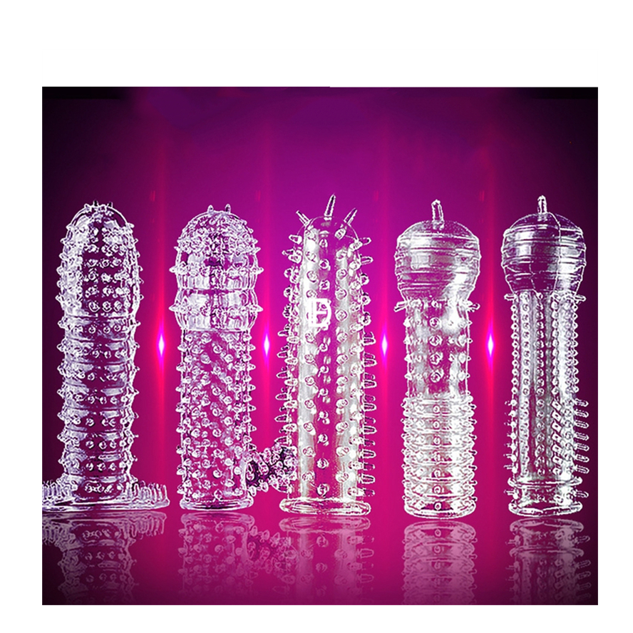 5PC-Ribbed-Condom-Reusable-Extender-Penis-Sleeve-for-Men-1