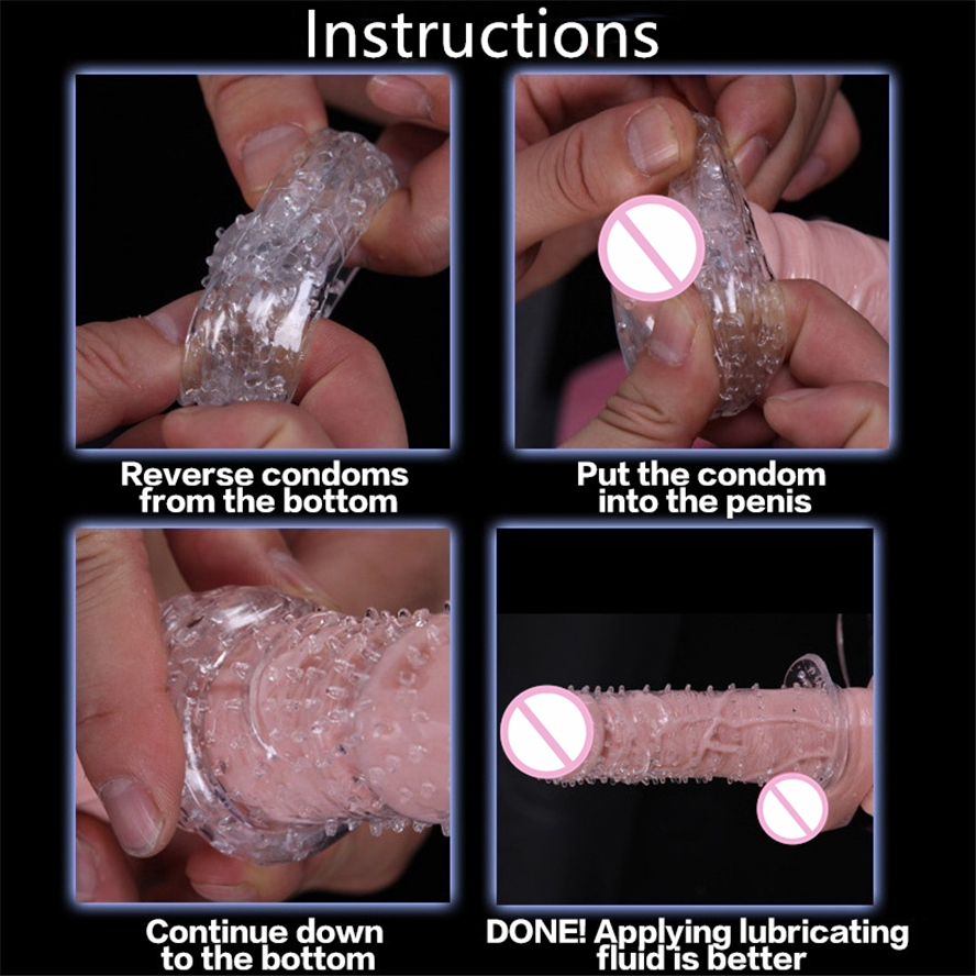 5PC-Ribbed-Condom-Reusable-Extender-Penis-Sleeve-for-Men-3
